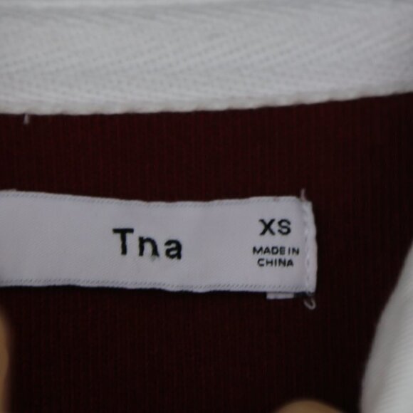 Aritzia Tna Covenham Long Sleeve T-shirt Embroidered Burgundy Red Size XS - Picture 11 of 13